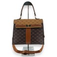 Sac à main bicolore rigide camel et marron