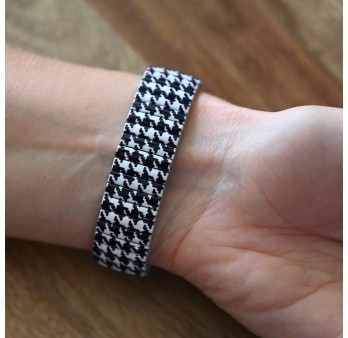 Montre Ernest motif pied de poule noir et blanc