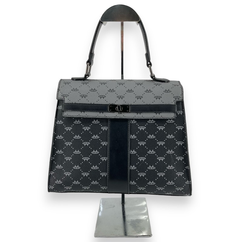 Sac à main rigide bicolore noir et gris