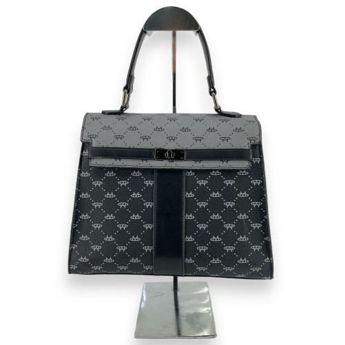 Sac à main rigide bicolore noir et gris