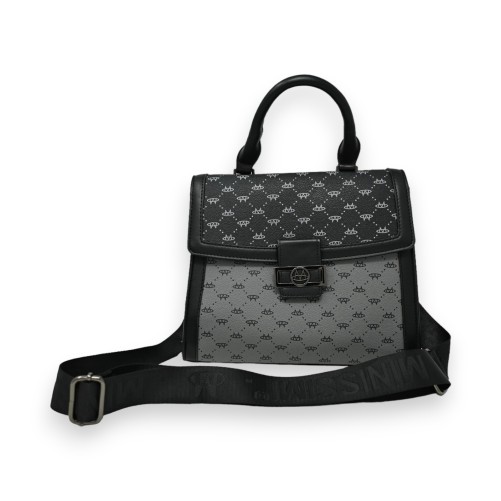 Sac à main rigide bicolore gris et noir