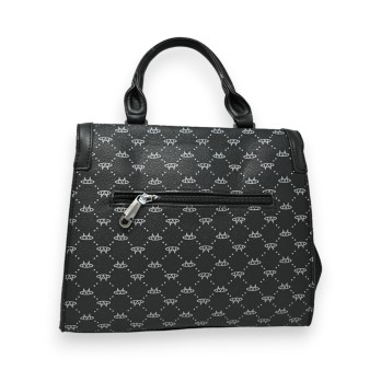 Sac à main rigide bicolore gris et noir