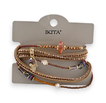 Bracelet multi-rangs marron Bohème de chez Ikita