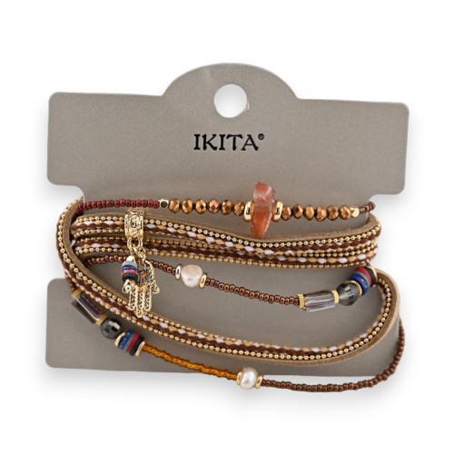Bracelet multi-rangs marron Bohème de chez Ikita