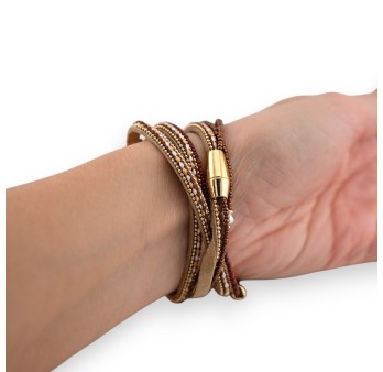 Bracelet multi-rangs marron Bohème de chez Ikita