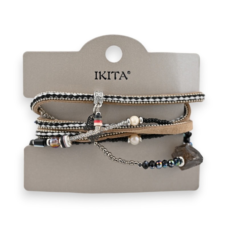 Bracelet multi-rangs Ikita noir