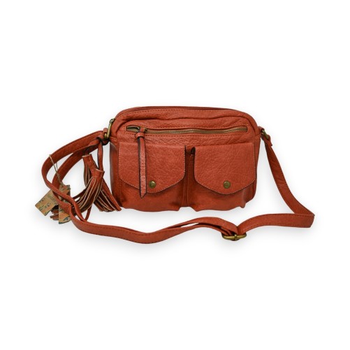 Sac bandoulière Mandoline en simili cuir brique