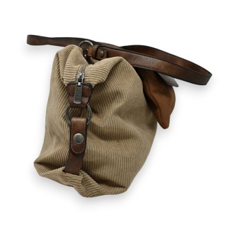 Sac à main Mandoline velours Taupe & Marron