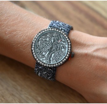 Montre Ernest imprimé design noir et blanc