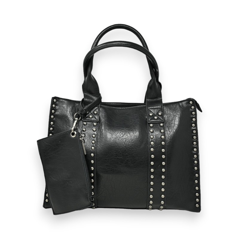 Sac à main rigide Mandoline noir cloutés