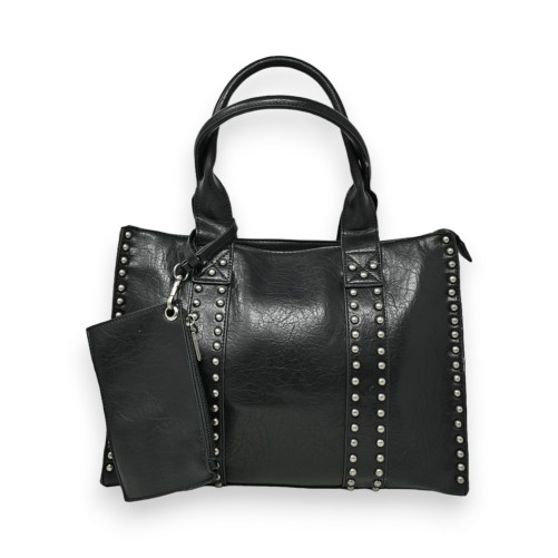 Sac à main rigide Mandoline noir cloutés