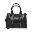 Sac à main rigide Mandoline noir cloutés