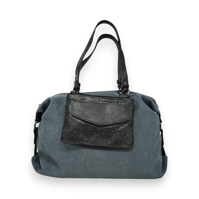 Sac à main velours gris de chez Mandoline