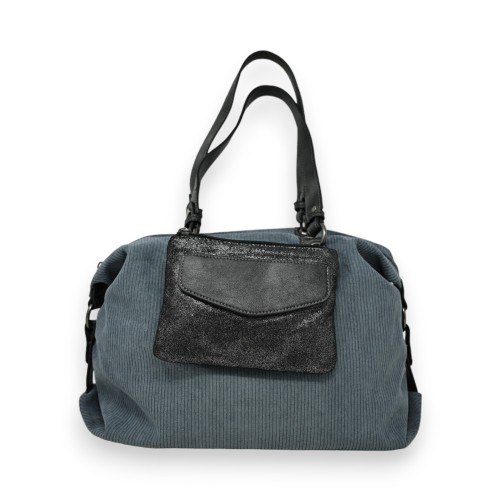 Sac à main velours gris de chez Mandoline