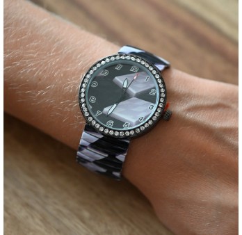 Montre Ernest motif noir et blanc