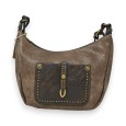 Sac bandoulière bi-colore taupe marron de chez Mandoline