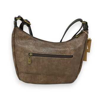 Sac bandoulière bi-colore taupe marron de chez Mandoline