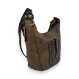 Sac bandoulière bi-colore taupe marron de chez Mandoline