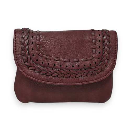 Porte-monnaie Tressé Mandoline Bordeaux