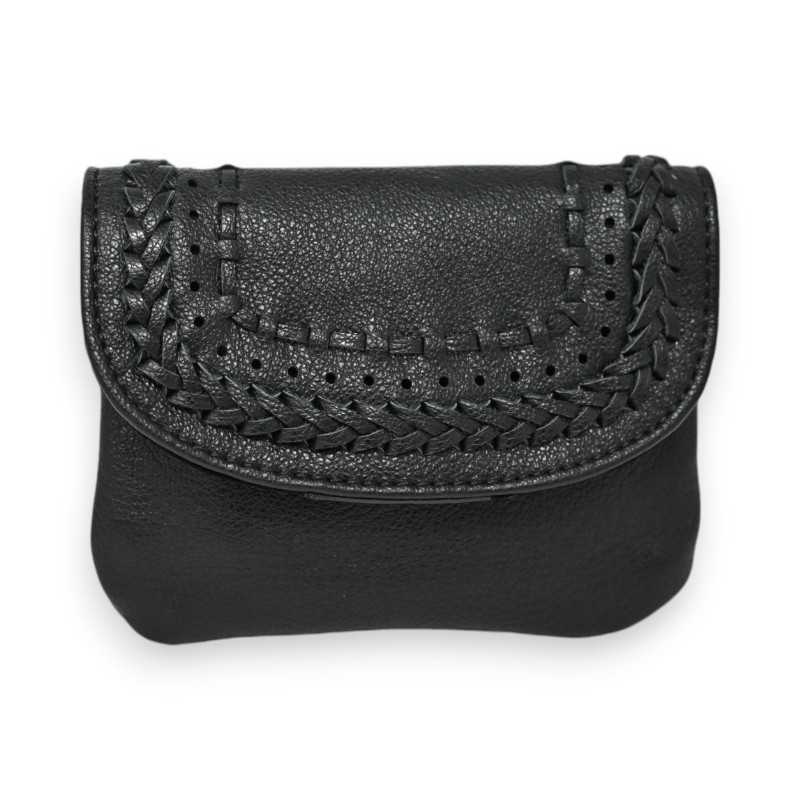Porte-monnaie tressé Mandoline noir