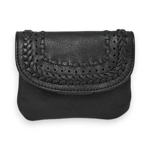 Porte-monnaie tressé Mandoline noir