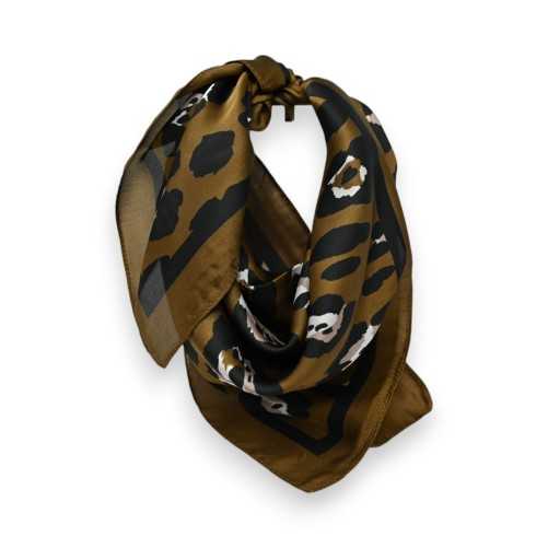 Foulard carré léopard marron