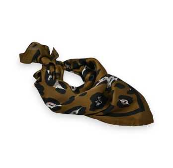 Foulard carré léopard marron