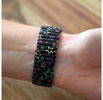 Montre Ernest noir étoiles multicolores