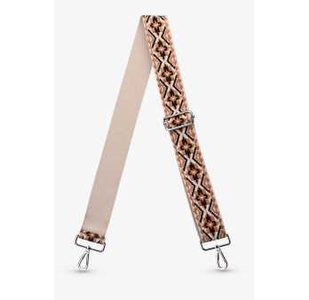 Bandoulière Tissu Ethnique Camel et Noir