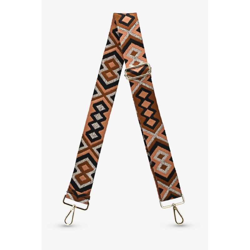 Bandoulière Tissu Ethnique camel et marron