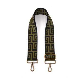 Bandoulière Motif Grecque Kaki et noir