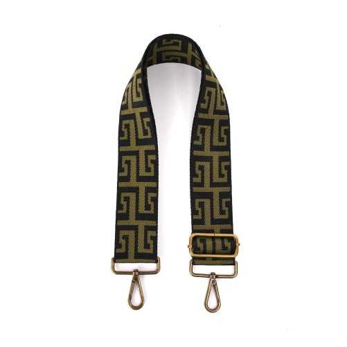 Bandoulière Motif Grecque Kaki et noir