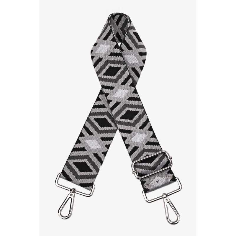 Bandoulière Fantaisie Motif Géométrique noir et gris