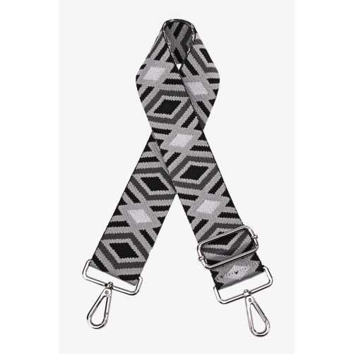 Bandoulière Fantaisie Motif Géométrique noir et gris