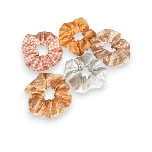 Lot de 5 chouchous imprimés jaune et blanc