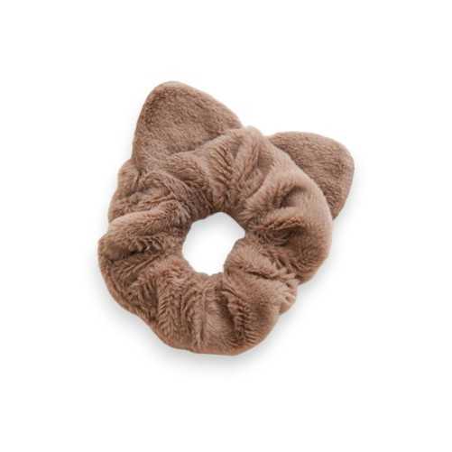 Chouchou en peluche oreilles de chat marron