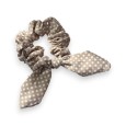 Chouchou élastique fantaisie à pois Beige et Blanc