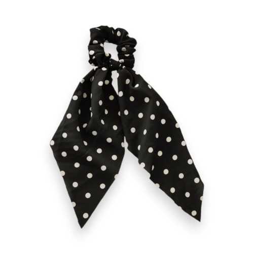 Chouchou foulard à pois noir et blanc