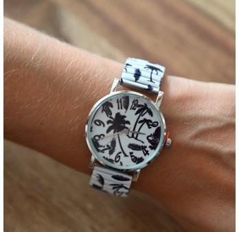 Montre Ernest palmier noir et blanc