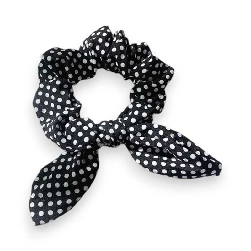 Chouchou élastique à pois noir et blanc