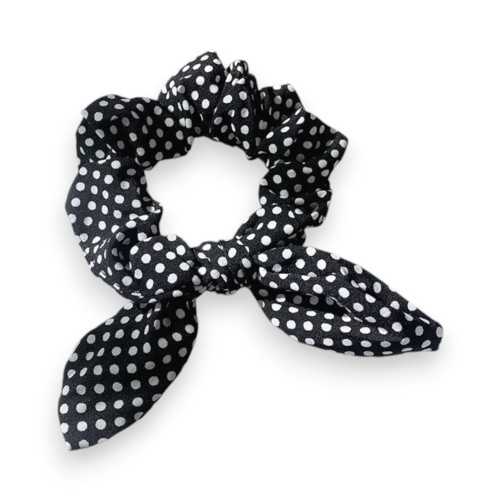 Chouchou élastique à pois noir et blanc