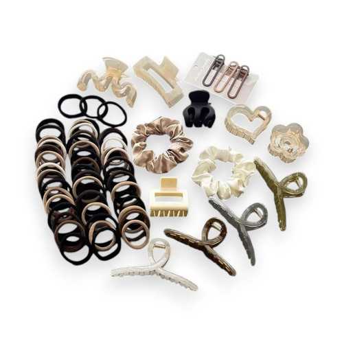 Lot de 65 accessoires cheveux variés
