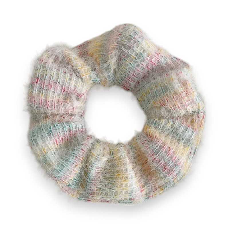 Chouchou élastique fantaisie effet tricot pastel