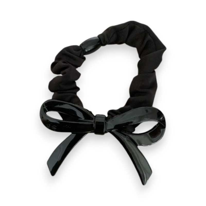 Chouchou élastique noir avec nœud Rigide