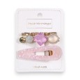 Lot de 4 Barrettes à cheveux tendance rose et doré
