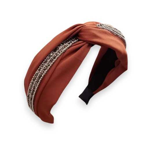 Serre-tête fantaisie large brique avec strass