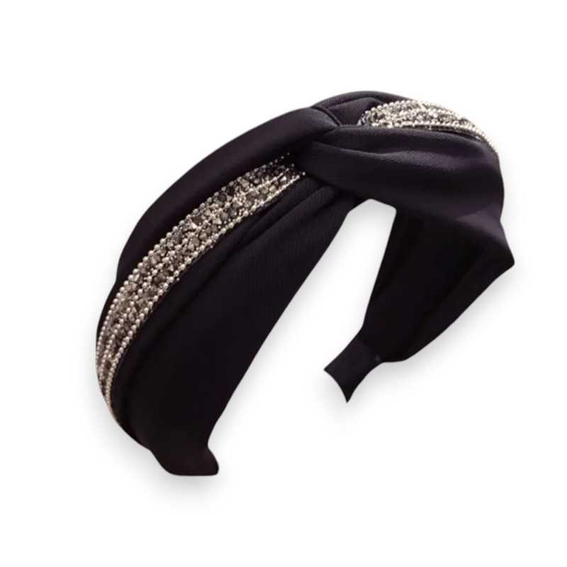 Serre-tête fantaisie noir avec strass