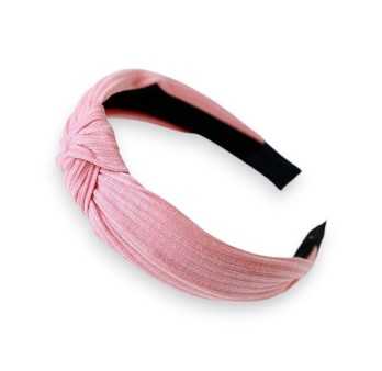 Serre-tête fantaisie rose en tricot
