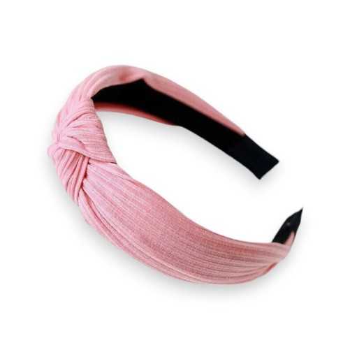 Serre-tête fantaisie rose en tricot