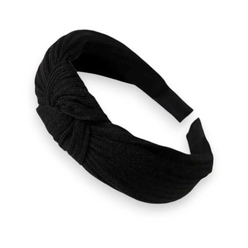 Serre-tête fantaisie noir en tricot
